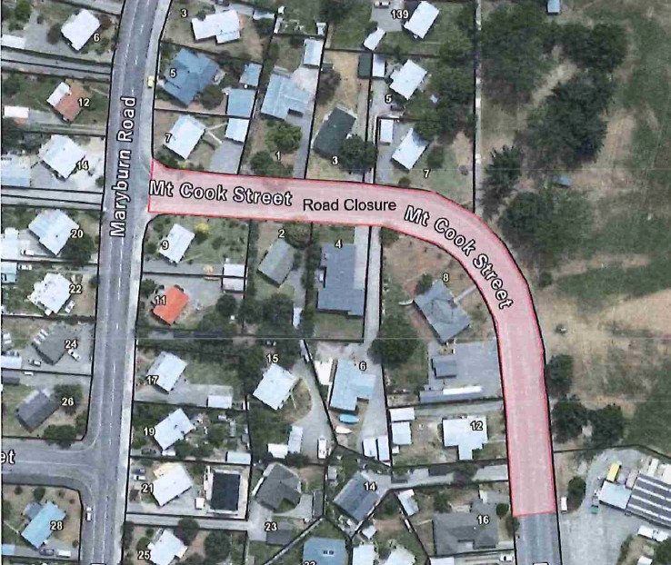Mt Cook Street - road closure - Oct 2025